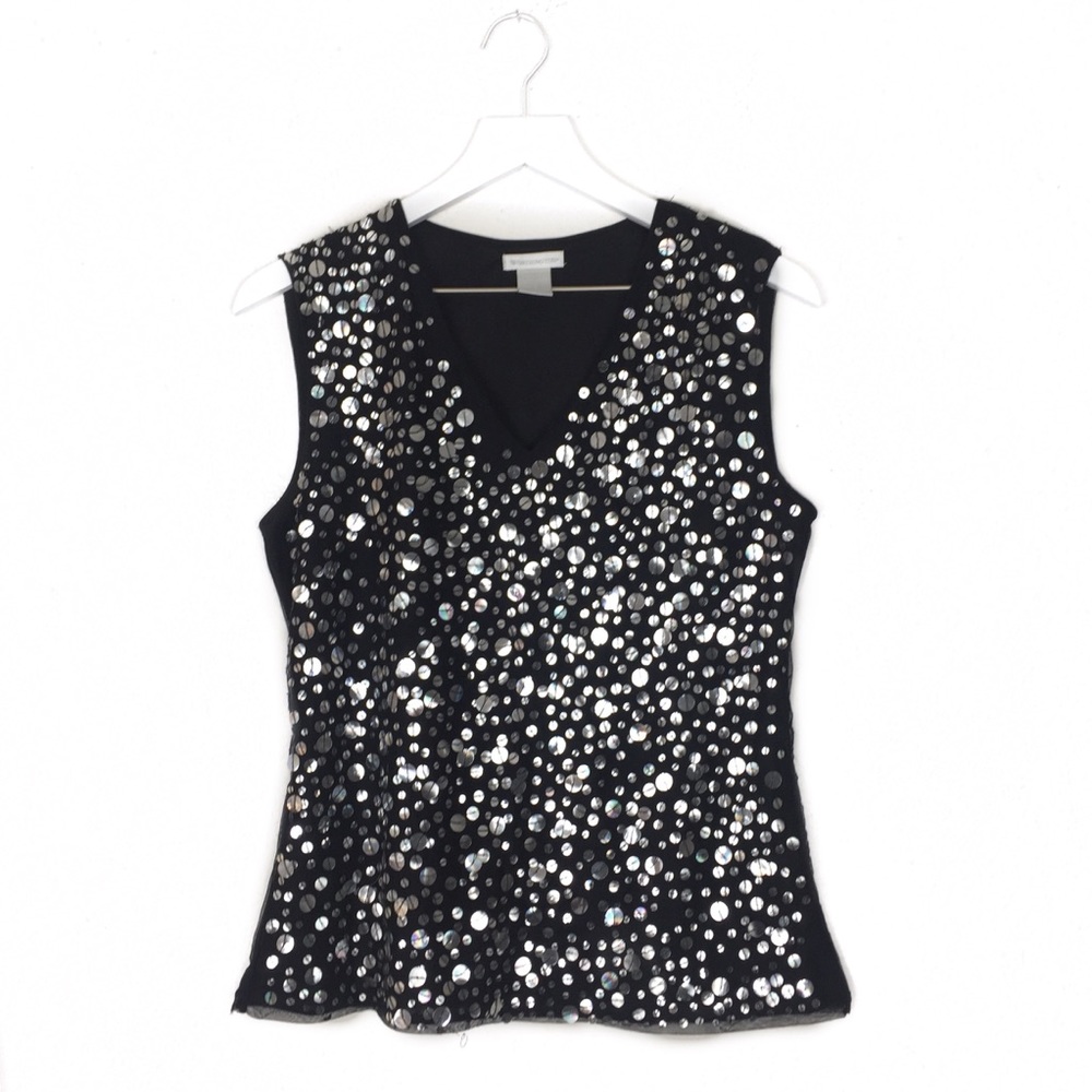 Worthington sleeve less sequin V-neck Top